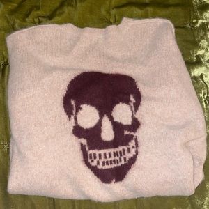 Skull Cashmere V Neck Sweater Large